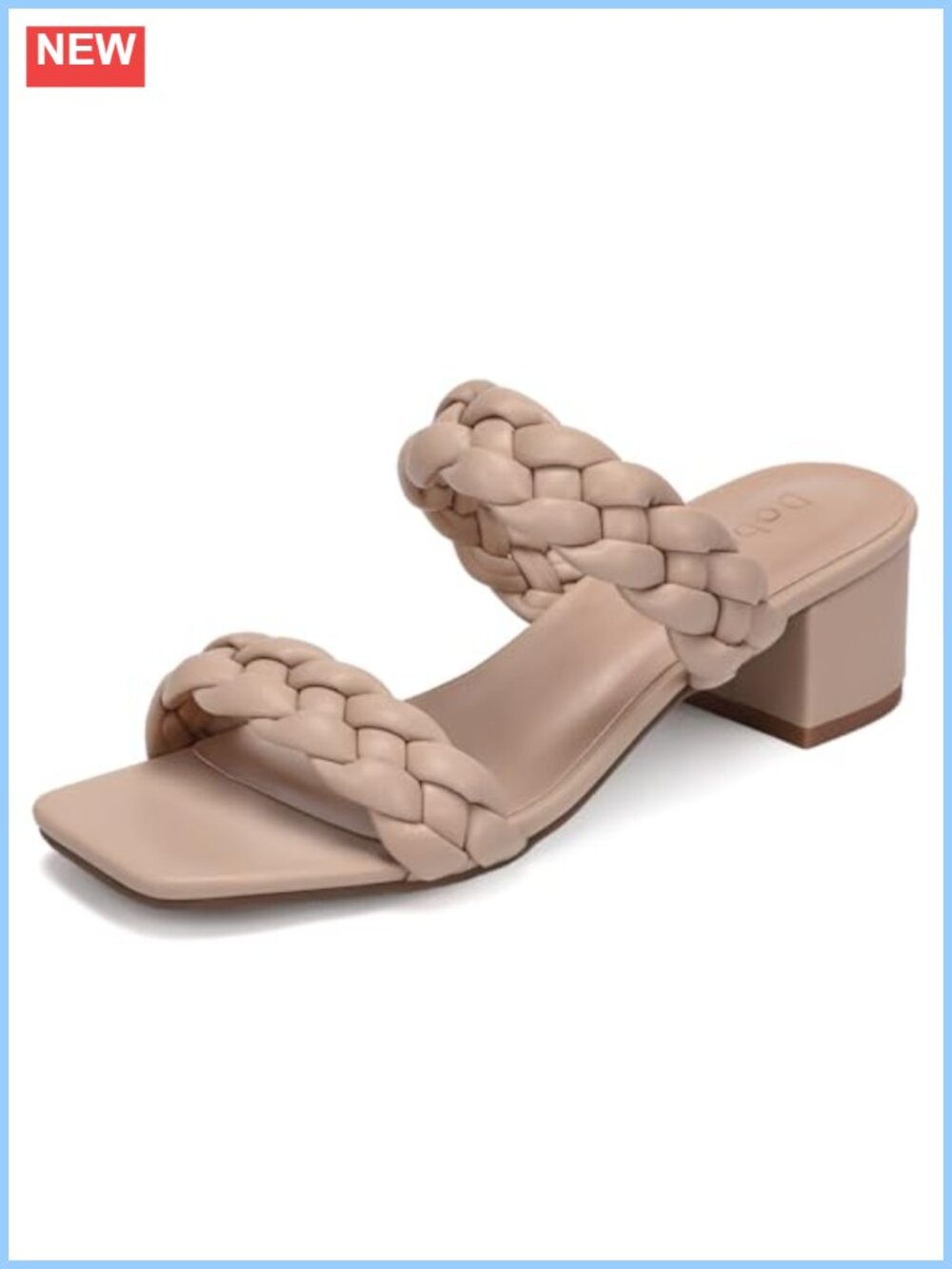 Women's Wide Width Braided Dress Sandals 2 Inch Block Heel Square Toe Slip On